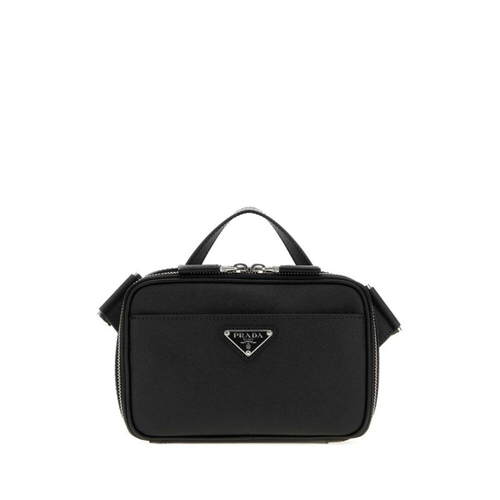 Prada Men Black Leather Crossbody Bag